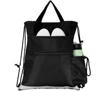 BELLE VOUS Sportbeutel - Turnbeutel mit Kordelzug - Wasserabweisender Beutel - Wasserfeste Kordeln - Reißverschluss und Taschen - Turnbeutel Damen - Turnbeutel Herren - Schwarz