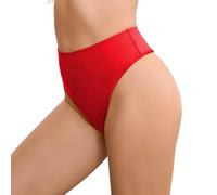 Bellecarrie Damen-Tanga-Bikinihose mit hoher Taille und hohem Beinausschnitt, Rot/Ausflug, einfarbig (Getaway Solids), XXL