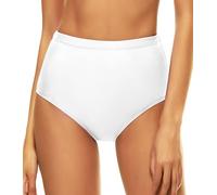 Bellecarrie Women's High Waisted Bikini Bottoms Full Coverage Tankini Swimsuit Bottoms Swim Dance Briefs (White, S)