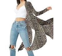 BelleLovin Sexy Damen-Strickjacke, langärmelig, durchsichtig, Netzstoff, leopardenmuster, Mittel