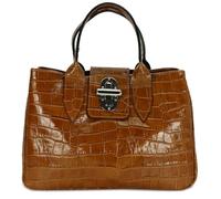 Belli Echt Leder Handtasche italienische Damen Ledertasche Umhängetasche Henkeltasche in cognac lack kroko - 36x25x18 cm (B x H x T)