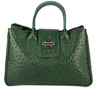 Belli Echt Leder Handtasche italienische Damen Ledertasche Umhängetasche Henkeltasche in grün strauß - 36x25x18 cm (B x H x T)