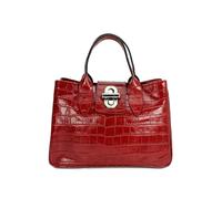 Belli Echt Leder Handtasche italienische Damen Ledertasche Umhängetasche Henkeltasche in rot lack kroko - 36x25x18 cm (B x H x T)