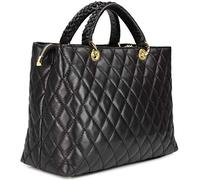 Belli edle italienische Echt Nappa Leder Damentasche Henkeltasche Umhängetasche gesteppt in schwarz - 34x25x17 cm (B x H x T)