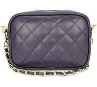 Belli italienische Echt Nappa Leder Abendtasche Damentasche kleine Umhängetasche zum Ausgehen gesteppt in dunkellila porpora - 18x13x7 cm (B x H x T)