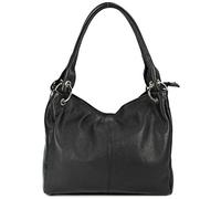 Belli italienische Leder Schultertasche Damentasche Handtasche Shopper Lilly in schwarz - 33x28x14 cm (B x H x T)