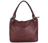 Belli italienische Leder Schultertasche Damentasche Handtasche Shopper Lilly in weinrot - 33x28x14 cm (B x H x T)