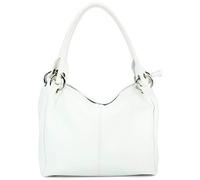 Belli italienische Leder Schultertasche Damentasche Handtasche Shopper Lilly in weiß - 33x28x14 cm (B x H x T)