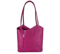 Belli italienische Ledertasche Backpack Classic 2in1 Damen Rucksack Leder Handtasche made in italy Schultertasche - 28x28x8 cm (B x H x T) (Pink Strauss)