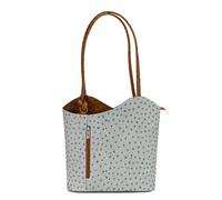 Belli italienische Ledertasche Backpack Classic 2in1 Damen Rucksack Leder Handtasche made in italy Schultertasche in hellgrau cognac strauss - 28x28x8 cm (B x H x T)