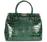 Belli The Bag XL italienische Leder Henkeltasche Handtasche Damen Ledertasche Umhängetasche - 34x25x16 cm (B x H x T) (Grün Lack Kroko)