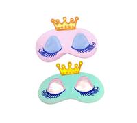 BELLIFFY 2 Stück Cartoon Krone Schlafmaske mit Langen Wimpern Weiches Plüsch Blau und Verstellbares Band Lichtblockierend Komfortabel für Frauen und Mädchen für Reise Yoga und Schlaf