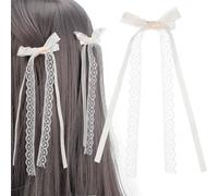 BELLIFFY 2 Stück Spitzenschleifen Haarschleifen Aus Spitze Haarspangen Für Damen Mädchen Schleifen Haarclips Cremeweiß Vielseitig Frisur Zubehör