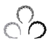BELLIFFY 3 Stück Pack Netz Haarbänder mit Zähnen Rutschfest Atmungsaktiv Leicht für Make Up Gesichtspflege und Spa Dunkelgrau Schwarz Hellgrau