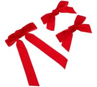 BELLIFFY 3 Stück Rote Haarschleifen aus Samt mit Großem Krokodilklemmen Design Elegante Haarspangen für Mädchen und Kleinkinder Vielseitiges Haaraccessoire für Alltag und Fest
