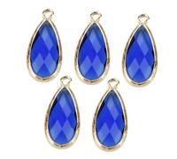 BELLIFFY 5 Stück Teiliges Tropfen anhänger Blauem Glas mit Diamant einfassung DIY Schmuckzubehör für Halsketten Ohrringe und Armbänder Mini Anhänger für Bastelprojekte und Individuelle