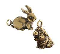 BELLIFFY Messing Kleiner Schlüsselanhänger Hase Tiger Vintage Tieranhänger Schmuckzubehör Rucksackanhänger