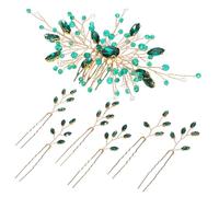 BELLIFFY Vintage Haarkamm Mit Grünen Strasssteinen 7 Stück Haaraccessoire Für Damen Fester Halt Brauthaar Schmuck Leichter Dutt Kamm Für Hochzeit Und Festliche Frisuren