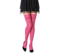 Bellivalini Damen Halterlose Mikrofaser 40 DEN Strümpfe mit Spitze BLVFI1004 (Fuchsie, XL (Herstellergröße: 5))
