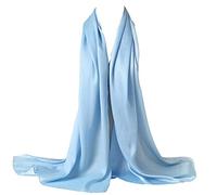 Bellonesc Damen Seidenschal 100% Seide Lange Leichte Sonnenschutz Tücher 35"* 71" Hellblau