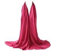 Bellonesc Damen Seidenschal 100% Seide Lange Leichte Sonnenschutz Tücher 35"* 71" Rose Red