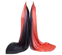 Bellonesc Damen Seidenschal 100% Seide Lange Leichte Sonnenschutz Tücher 35"* 71" Rot schwarz