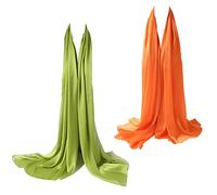Bellonesc Seidenschal, 100 % Seide, lang, leicht, Sonnenschutz-Schal für Damen, Apfelgrün-Orange, Einheitsgröße