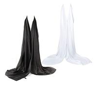 Bellonesc Seidenschal, 100 % Seide, lang, leicht, Sonnenschutz-Schal für Damen, Schwarz-Weiß, Einheitsgröße