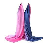 Bellonesc Seidenschal aus 100 % Seide, lang, leicht, Sonnenschutz-Schals für Damen, Rose Rot Blau, Einheitsgröße