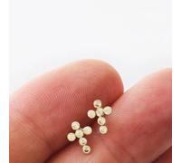 BELLYBIRD Jewellery OHRSTECKER - kleines Kreuz mit Zirkoniasteinen, 375 Gold