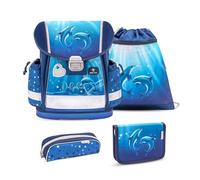 Belmil Classy ergonomisches Schulranzen-Set 4-teilig "Dolphins" mit Brustgurt