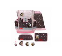 Belmil Classy Plus Schulranzen-Set 5-teilig Champion Horses mit Brustgurt, Magnetverschluss, Patch Set 3 Stück Champion Horses Schulrucksack