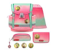 Belmil Schulranzen-Set Classy Plus 5-teilig mit Brustgurt – Mint Rose Ombre