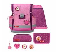 Belmil Classy Plus Schulranzen Set 5-teilig mit Brustgurt (405-78/AG/S) (Rosie Hearts)