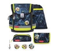 Belmil Classy Plus Schulranzen Set 5-teilig mit Brustgurt (405-78/AG/S) (T-Rex Lime)