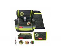 Belmil Classy Plus Schulranzen-Set 5-teilig Prehistoric Times mit Brustgurt, Magnetverschluss, Patch Set 3 Stück Prehistoric Times Schulrucksack