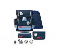 Belmil Classy Plus Schulranzen-Set 5-teilig Wolves mit Brustgurt, Magnetverschluss, Patch Set 3 Stück Wolves Schulrucksack