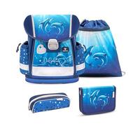 Belmil Classy Schulranzen-Set 4-teilig Dolphins mit Brustgurt Dolphins Schulranzen Set