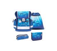Belmil Classy Schulranzen-Set 4-teilig Dolphins mit Brustgurt Dolphins Schulranzen Set