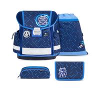 Belmil Schulranzen-Set Classy 4-tlg. mit Brustgurt Navy Blue Tech