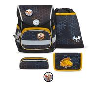 Belmil Compact Mit Patches Schulranzen-Set 5-teilig Dragon mit Brustgurt, Magnetverschluss, Patch 1 Stück Dragon Schulrucksack