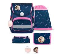 Belmil Compact mit Patches Schulranzen Set 5-teilig mit Brustgurt (405-41/AG/B/S) (Meet your Horses)