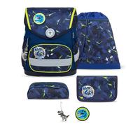 Belmil Compact Mit Patches Schulranzen-Set 5-teilig T-rex mit Brustgurt, Magnetverschluss, Patch 1 Stück T-rex Schulrucksack