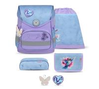 Belmil Compact mit Patches Schulranzen Set 5-teilig mit Brustgurt (405-41/AG/B/S) (Tropical Hummingbird)