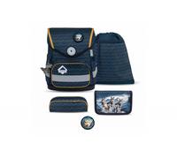 Belmil Compact Mit Patches Schulranzen-Set 5-teilig Wolves mit Brustgurt, Magnetverschluss, Patch 1 Stück Wolves Schulrucksack