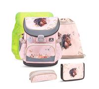 Belmil ergonomischer Schulranzen Set 5-teilig mit Regenschutz 1, 2 Klasse Grundschule/Super Leicht 800-860 g/Brustgurt 405-33/AG/S/R (Horse Chestnut 2)