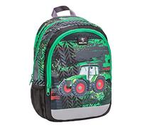 Belmil Kindergartenrucksack mit Brustgurt und Namensschild für 3-6 Jährige/Jungen/ 12 L/Krippenrucksack Kindergartentasche Kindertasche/Traktor/Grün (305-4/A Tractor)