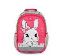 Belmil Kindergartenrucksack mit Brustgurt und Namensschild für 3-6 Jährige/Krippenrucksack Kindergartentasche Kindertasche (Sweet Bunny Cherry)