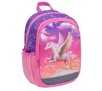 Belmil Kindergartenrucksack mit Brustgurt und Namensschild für 3-6 Jährige/Mädchen / 12 L/Krippenrucksack Kindergartentasche Kindertasche/Pegasus/lila, rosa (305-4/A Pegasus)