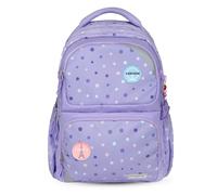 Belmil Maxi Pack ergonomischer Schulrucksack für Kinder mit Brustgurt und Patches Schultasche Schulranzen Mädchen (338-37 Purple Dots)